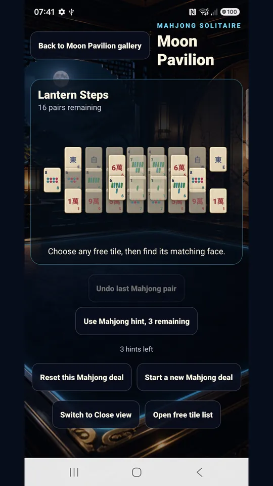 Mahjong Solitaire table